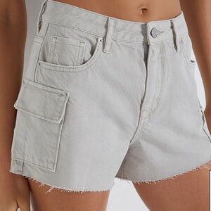 NWT Pacsun Light Gray Ultra High Rise Cargo Short 25